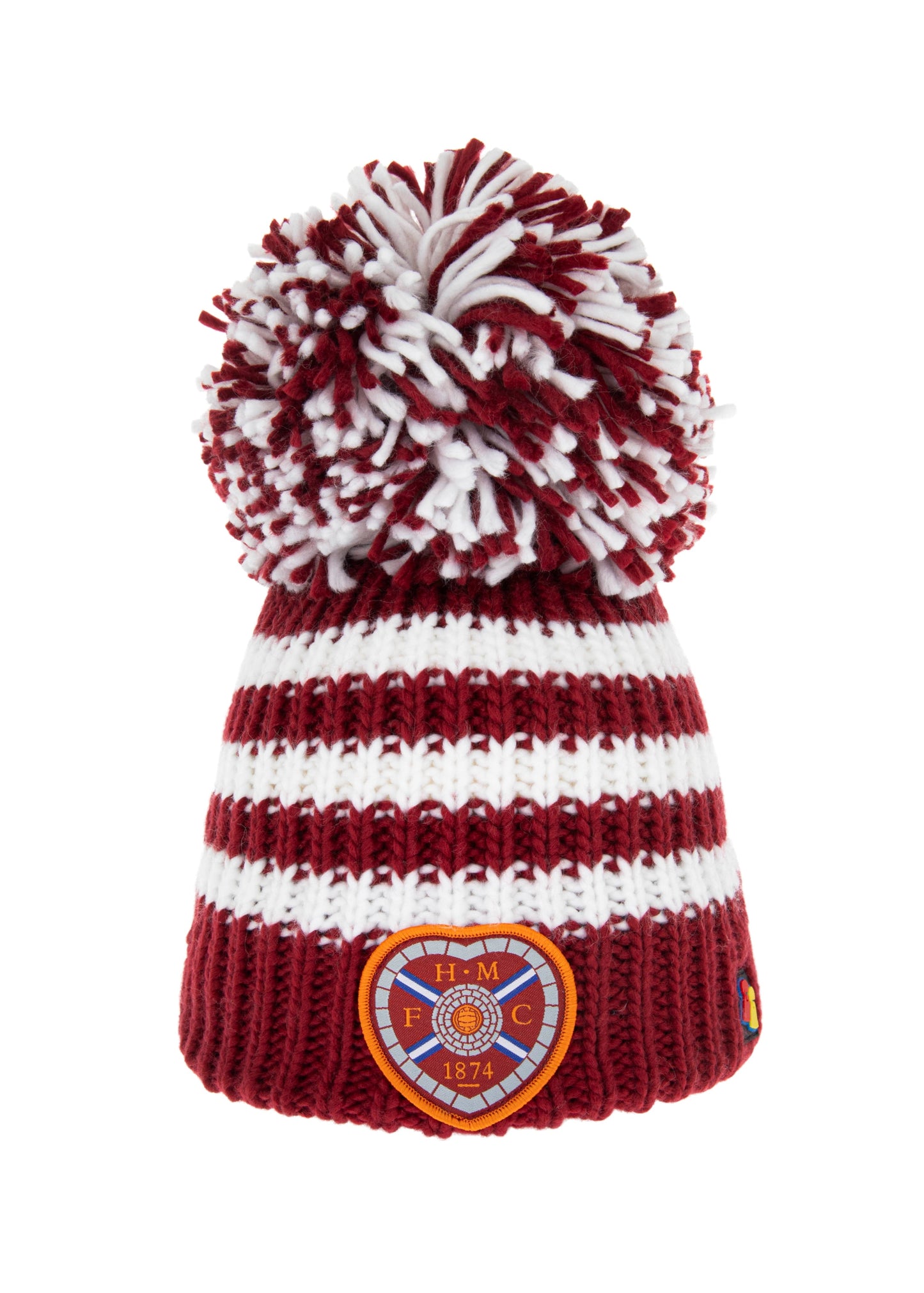  Big Bobble Hat - Maroon & White Stripe