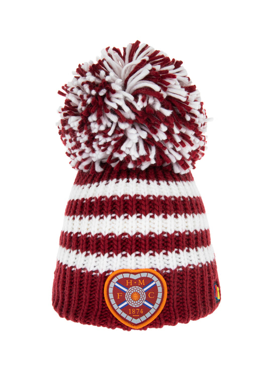  Big Bobble Hat - Maroon & White Stripe