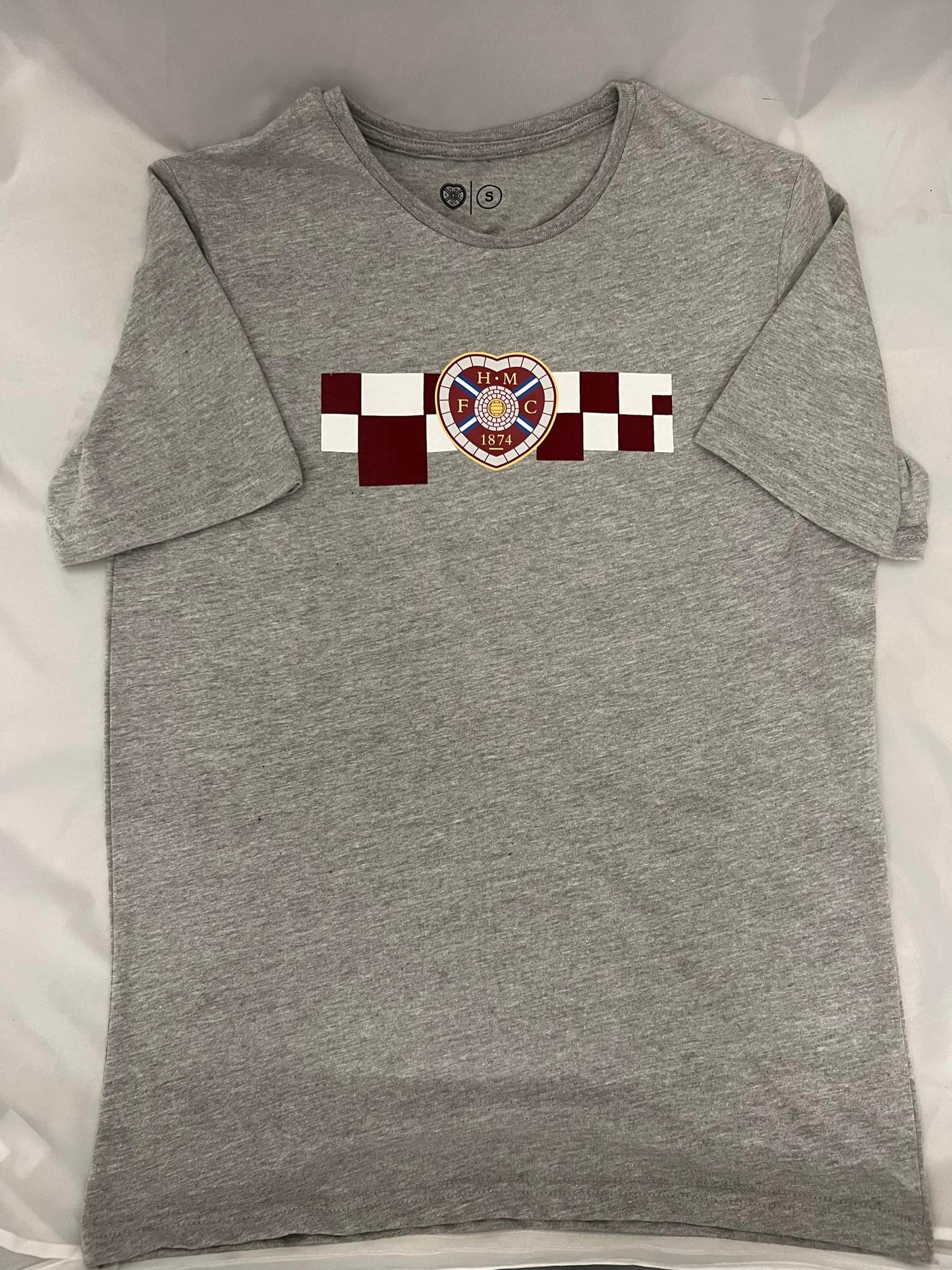  Grey T-Shirt Crest & Checkered Detail