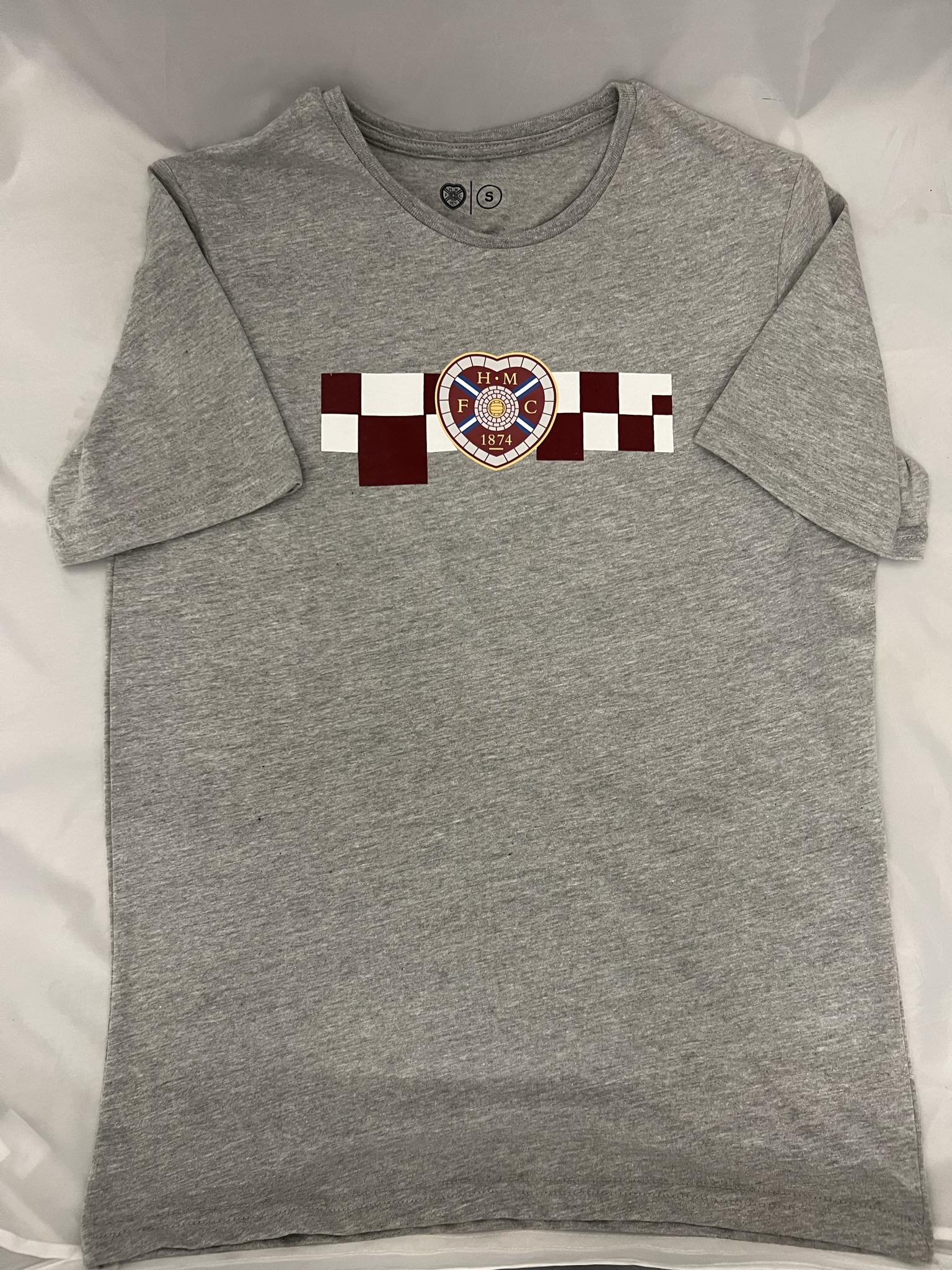  Grey T-Shirt Crest & Checkered Detail