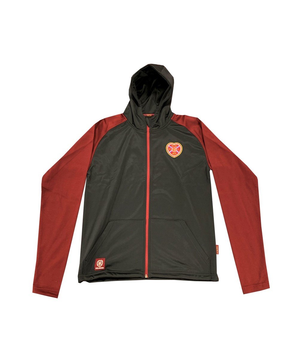  Full Zip Black Hoodie With Maroon Sleeve