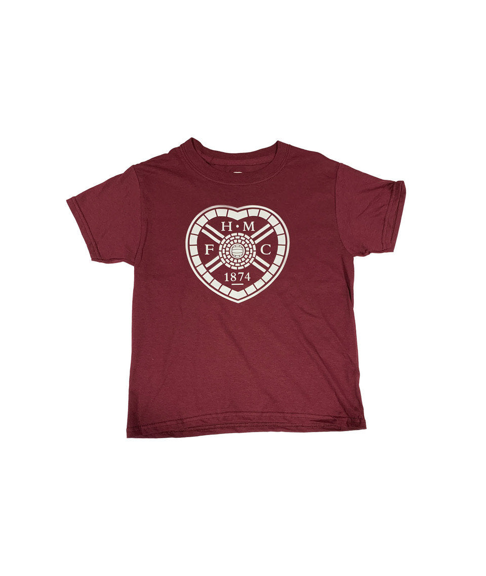  Kids Maroon T-Shirt With White Crest