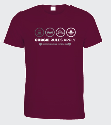  Maroon T-Shirt- Euro Style - Gorgie Rules Apply