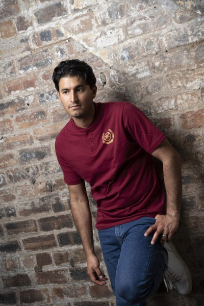  150th Maroon Henley Polo